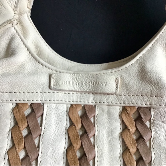 FRYE Cream leather hobo bag woven leather detail - Picture 2 of 8